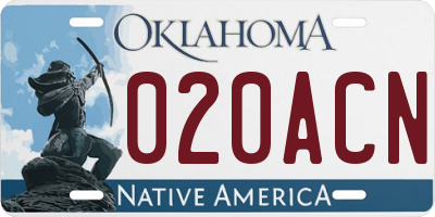 OK license plate 020ACN
