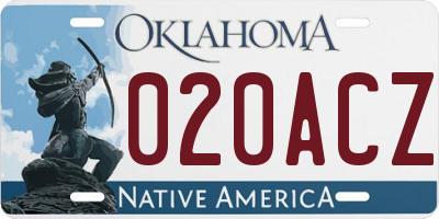 OK license plate 020ACZ