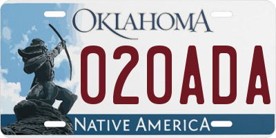 OK license plate 020ADA