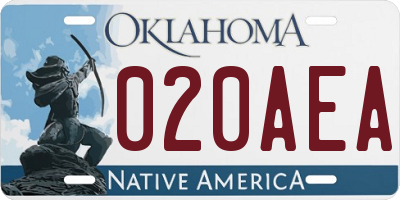 OK license plate 020AEA