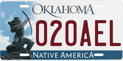 OK license plate 020AEL
