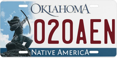 OK license plate 020AEN