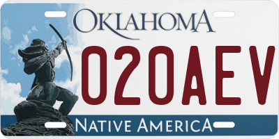 OK license plate 020AEV