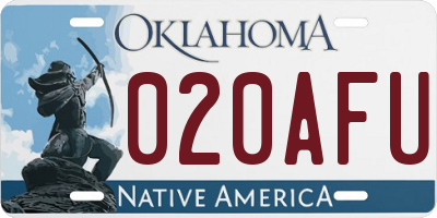 OK license plate 020AFU