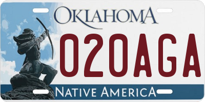 OK license plate 020AGA
