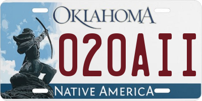 OK license plate 020AII