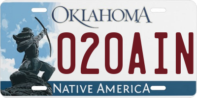 OK license plate 020AIN