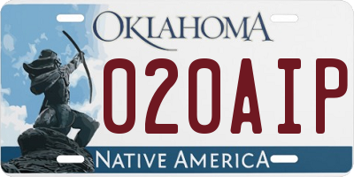 OK license plate 020AIP