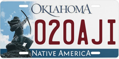 OK license plate 020AJI