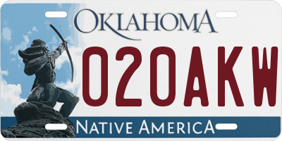 OK license plate 020AKW