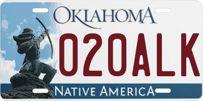 OK license plate 020ALK