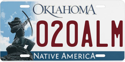 OK license plate 020ALM