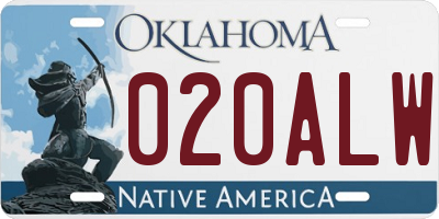 OK license plate 020ALW