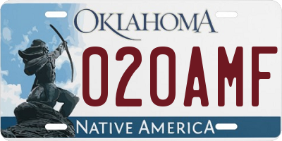 OK license plate 020AMF