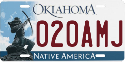 OK license plate 020AMJ