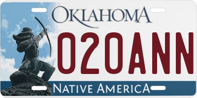 OK license plate 020ANN
