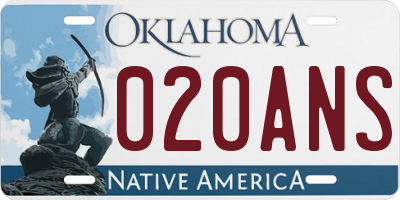 OK license plate 020ANS