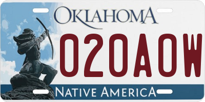 OK license plate 020AOW