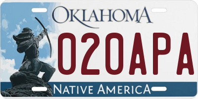 OK license plate 020APA