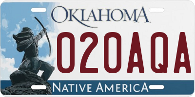OK license plate 020AQA