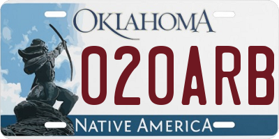 OK license plate 020ARB