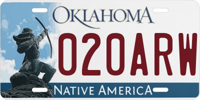 OK license plate 020ARW