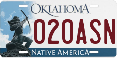 OK license plate 020ASN