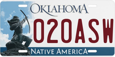 OK license plate 020ASW