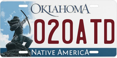OK license plate 020ATD