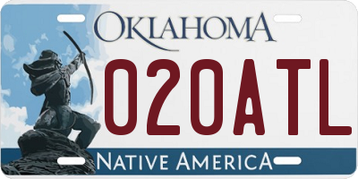 OK license plate 020ATL