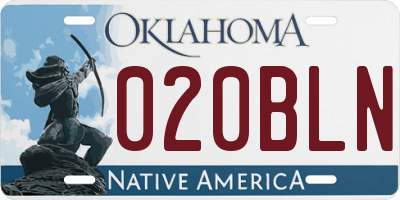 OK license plate 020BLN