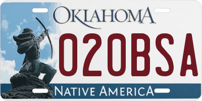 OK license plate 020BSA