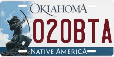 OK license plate 020BTA