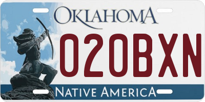 OK license plate 020BXN