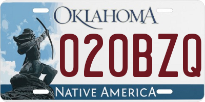 OK license plate 020BZQ