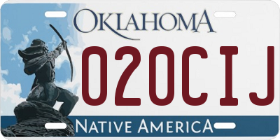 OK license plate 020CIJ