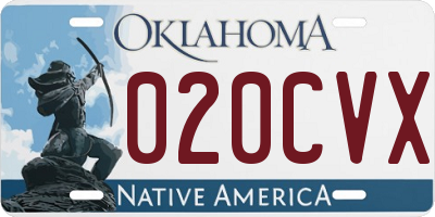 OK license plate 020CVX