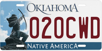 OK license plate 020CWD