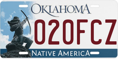 OK license plate 020FCZ