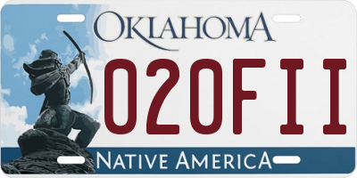 OK license plate 020FII