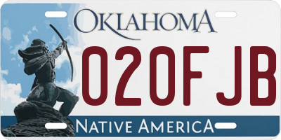 OK license plate 020FJB