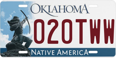 OK license plate 020TWW