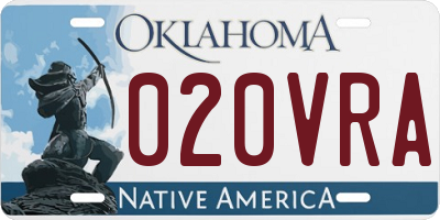 OK license plate 020VRA