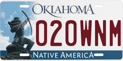 OK license plate 020WNM