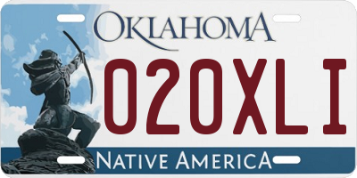OK license plate 020XLI
