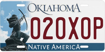 OK license plate 020XOP
