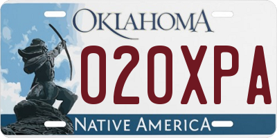 OK license plate 020XPA