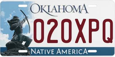 OK license plate 020XPQ