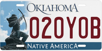 OK license plate 020YOB