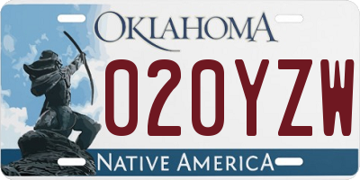 OK license plate 020YZW